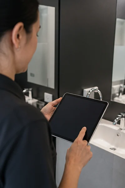 Inventaire de zones et de surfaces réalisé sur une tablette sans donnée ni écran lisible